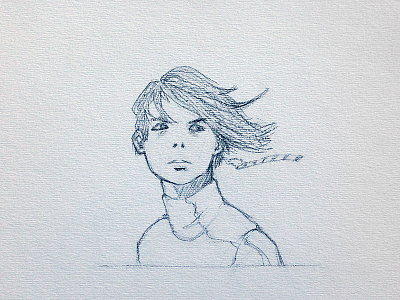 Windy Girl Sketch face handdrawn illustration pencil sketch