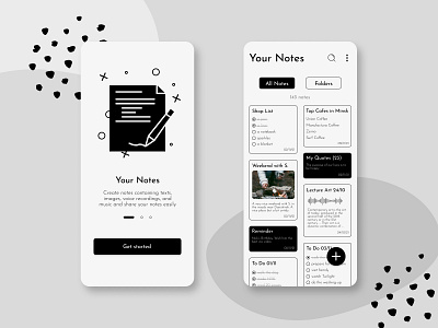 Your Notes app black dark design light minimalism mobile note ui ux white