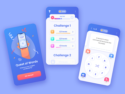 App for learning English android app blue bright english ios learn minimalism mobile purple ui ux