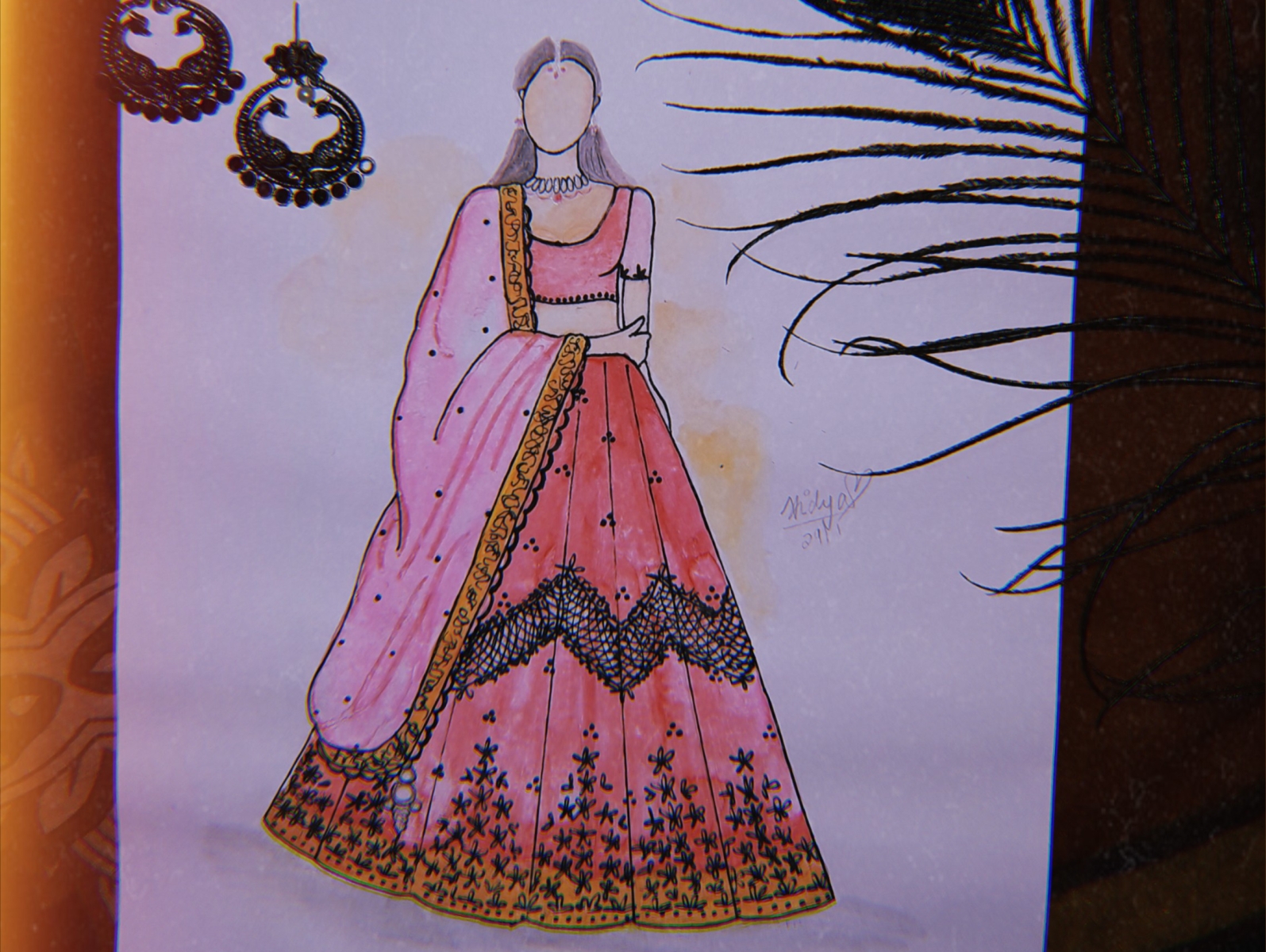 How to draw saree design step by step  south Indian silk Saree drawing   swathi art studio  YouTube