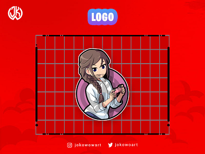 Gamer girl design illustration logo ui vector