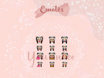 PANDA chibi twitch emotes christmas design emoji set emotes feminism girl new years panda pog streamer twitch