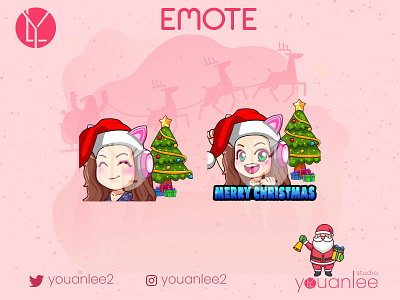 Christmas chibi twitch emotes emotes illustration streamer twitch