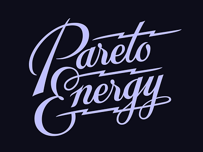 Pareto Energy logo copperplate cursive energy lettering logo power script spencerian typography