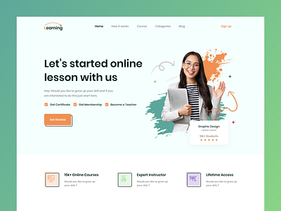 Online Learning Website Design app design e commerce app design illustration typography ui ux