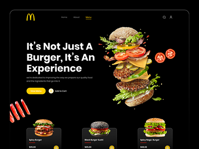 Burger Shop Website 3d animation app branding design e commerce app design graphic design illustration logo motion graphics typography ui ux vector