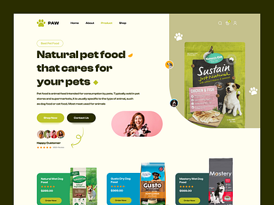 Pet Food Shop Website 3d animation app branding design e commerce app design graphic design illustration logo motion graphics typography ui ux vector