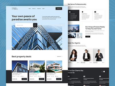 Real Estate Website Design amazing website design design graphic design landing page design property selling real estate agency real estate ui real estate ux real estate website design responsive website typography ui user experience user interface design ux web app website design