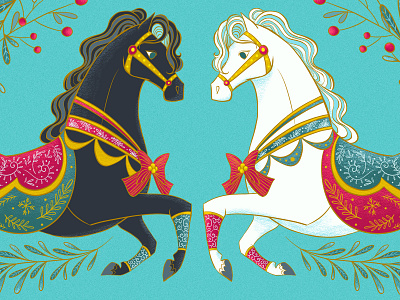 Christmas Horse Elements @design black horse christmas design elledhita horse illustration illustration art white horse