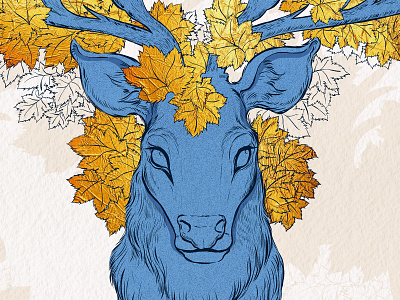Vino Indigo @design animal animal design blue deer design elledhita illustration illustration art leaves pattern product illustration wine
