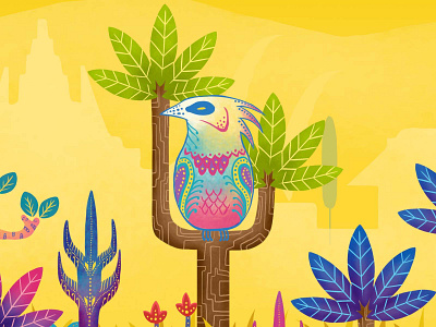 Bali Kintamani @design animal bali bali kintamani bird branding design elledhita illustration illustration art island of bali pattern yellow