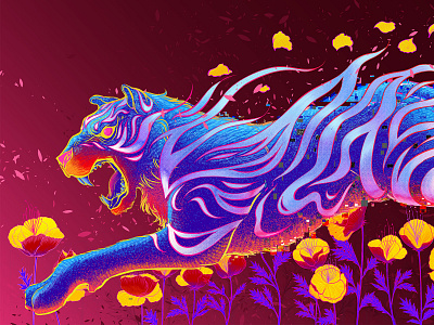 Freedom animal animalillustration animalvoice artoftheday blue design digitalpainting elledhita flower illustration illustration art pink purple tiger tigerart tigerillustration