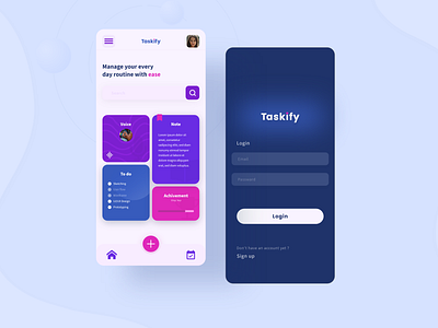 Taskify app design. adobe xd app app design design illustration ui ux