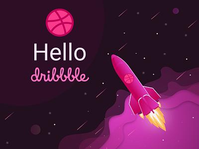 Hello dribbble design dribbble graphic hello hello dribbble hellodribbble illustration pink shot spase vector vector art vector illustration