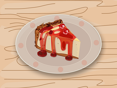 Cake cake cheesecake cherry design dessert digital digital illustration digitalart eat food foodart illustration pie sweet vector yummy