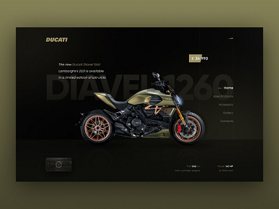 Ducati Diavel 1260. Concept design motocycle ui ux web design