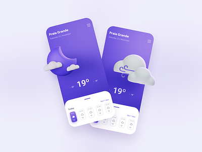 Weather App 3d 3d art app blender cloud mobile mobile ui moon ui uiboost user interface weather weather app zbrush