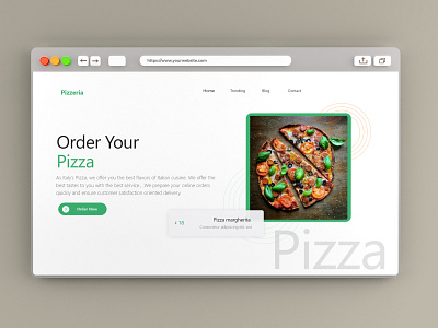 Pizza website branding landing page