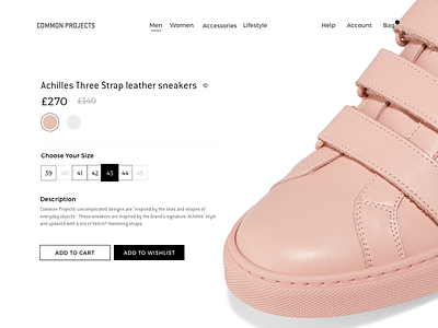 Common Projects branding common projects concept design fashion redesign shoes ui ux
