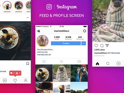 Instagram UI Free PSD by Marina on Dribbble