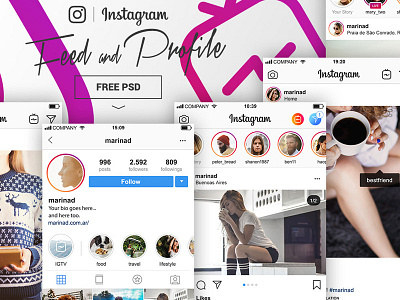 New Instagram UI Free PSD download free freebie ig igtv instagram layout mockup psd screen ui