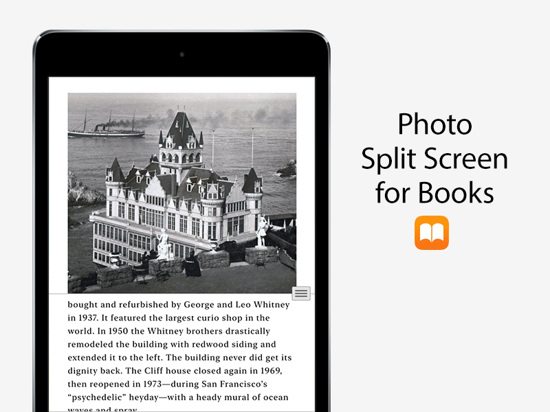 Photo Split Screen for eBooks apple book ebooks ios ipad ux uxdesign
