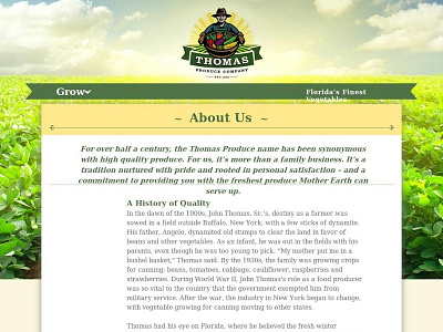 Thomas Produce copy family owned green local website