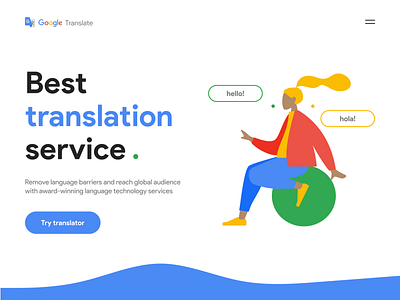 Google Translate branding design graphic design hero section ui