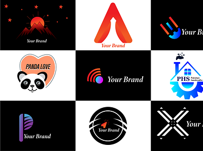 Vectors 9 different logos art branding design flat graphic design icon illustration logo minimal vector