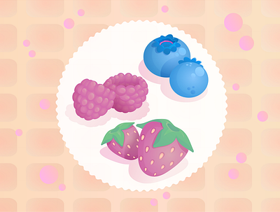 Berry mix berry blueberry childrens illustration cute raspberry sticker strawberry vector art wafer