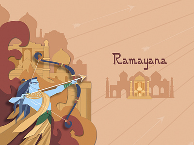 Ramayana childrens illustration epic flat illustration india papercut ramayana vector art