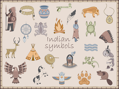 Indian symbols card game etno indian sticker symbol tribal vector art