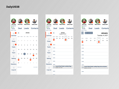 Mobile CRM Calendar. #Dailyui038 app dailyui design design app iphone12 mobile app mobile app design ui ux web