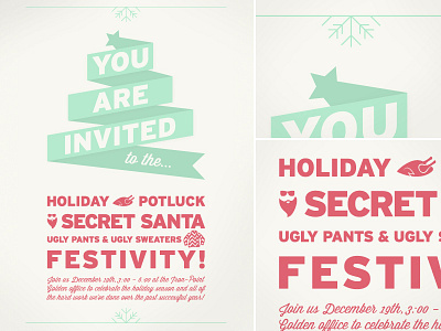 Christmas Party Invite christmas holiday illustration invitation invite print tree