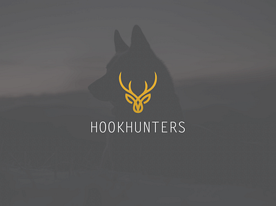 HOOKHUNTERS branding deer design flat hunter hunting logo icon logo minimal wolf