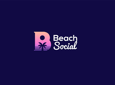 Beach Social b logo beach beach logo branding design dw flat graphic design icon logo minimal palm tree logo