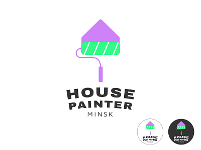 House painter logo belarus branding design graphic design home house illustration logo logotype minsk paint painter paintroller roller typography vector work
