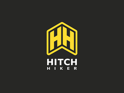 Logo for a travel app HitchHiker animation app arrow branding design graphic design hitchhiking identity illustration logo logomark road vector yellow