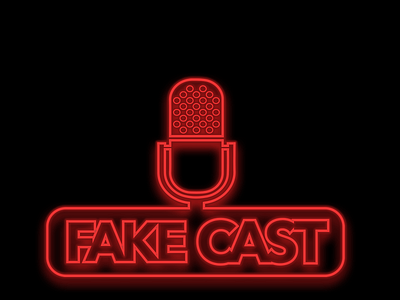 Fake Cast branding design graphic design illustrator logo neon night podcast vector