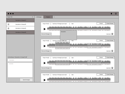 Reviewing Changes design music ui wireframe
