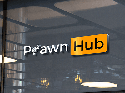 Prawn Hub inspired from a famous logo logo mockup recreation