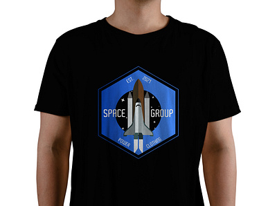 Space Group = Logo on T-shirt Mock-up apparel apparel design apparel mockup black blue logo mockup product space spacex tshirt vector vector illustration