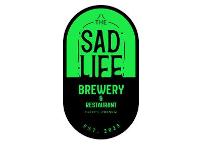 Sad Life Brewery & Restaurant bar beer logo brewery cafe logo creative logo green illustrator logo modern logo neon restaurant logo