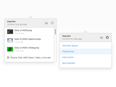 Daily UI #007 app click dailyui desktop dropbox settings simple sketch