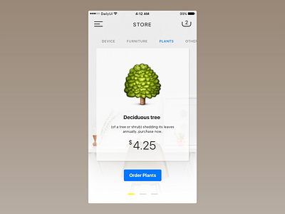 Daily UI #012 dailyui e commerce shop ecommerce emoji ios iphone plants sketch store tree unsplash