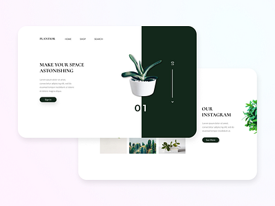 Plantior | A Landing Page Design app branding clean clean ui design flat interface minimal minimalism plant ui uidesign uiux ux uxdesign web