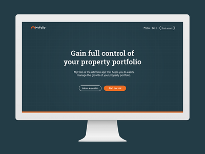 myfolio app | user interface for landing page