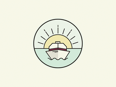 Boat Ride badge boat icon illustration sun water