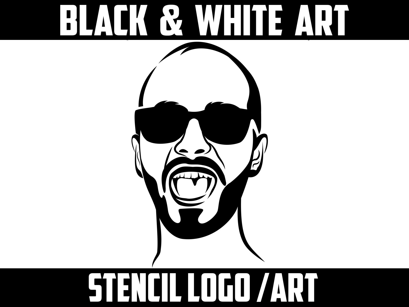 black and white vector face portrait logo and stencil logo by AWS CREATIVE STUDIO on Dribbble
