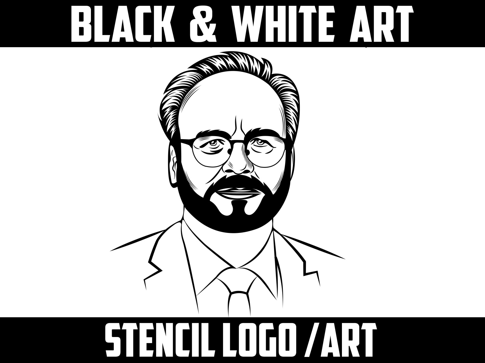 black and white vector face portrait by AWS CREATIVE on Dribbble